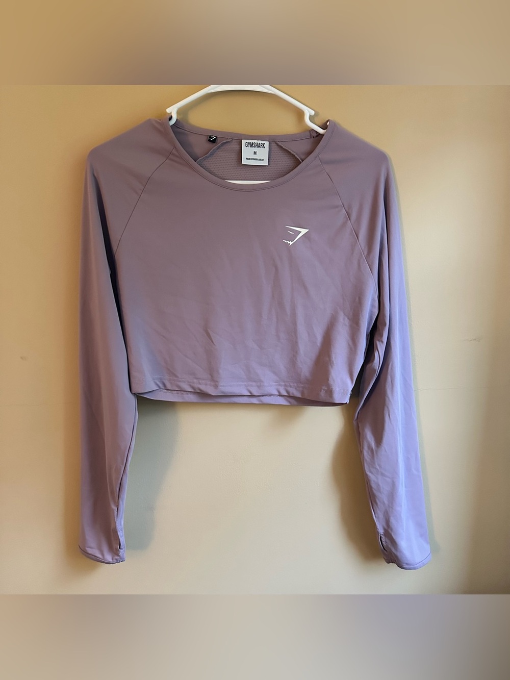 Gymshark Training Long Sleeve Purple Crop Top Size Medium